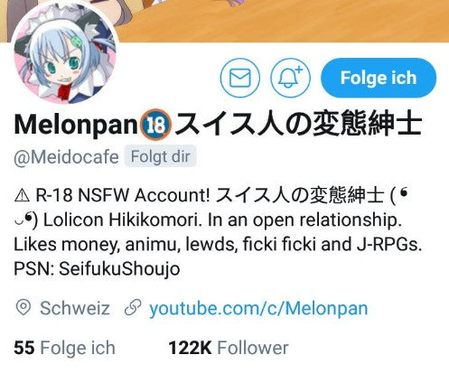 Twitter freezes account of Swiss Otaku Perv with 120k followers